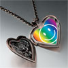 Rainbow  Happy  Face Heart And Rose Pendant