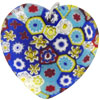 Millefiori Flowers Murano Glass Heart Pendant
