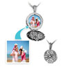 Bronze Tone Round Customer  Photo  Flowers  Pendant  Necklace 18"