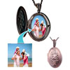 Copper Tone Oval Customer  Photo  Flowers  Pendant  Necklace 18