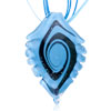 Black Swirl Pale Blue Serrate Leaf Dichroic Glass Pendant