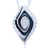 Black Swirl White Serrate Leaf Dichroic Glass Pendant