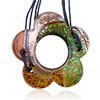 Amber And Green Floret Dichroic Glass Pendant