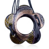 Brown And Yellow Floret Dichroic  Glass   Pendant 