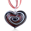 heart necklace - Red White And Golde Spiral Swirl Line  Heart  Dichroic Glass  ... 