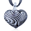 Black And White Stripe Heart Pendant