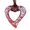 Silver Speckle Red Open Heart Pendant