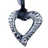 Silver Speckle Black Open Heart Pendant