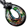 Blue Green And White Spots Black Droplet  Murano  Pendant