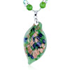 Golden And Blue Speckled Green Leaf Pendant