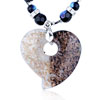 Half Black And White Open Heart Pendant