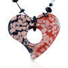 Half Black And Red Open Heart Pendant