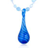 Black Stripes Wrapped Blue Droplet Pendant