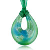 Blue And White Cloud Green Droplet  Murano  Pendant