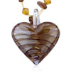 Brown Ribbon Wrapped Heart Pendant