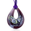 White Flower Pattern Brown Droplet  Murano  Pendant