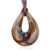 Blue And White Spots Tan Droplet  Murano  Pendant