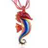 Red And Glitter Blue Sea Horse Dichroic Glass Pendant