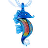 Blue And Glitter Orange Sea Horse Dichroic Glass Pendant