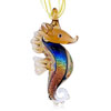 Glitter Blue And Orange Sea Horse Dichroic  Glass  Pendant