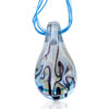 Brown Flower Pattern Pale Blue Drop Dichroic Glass Pendant
