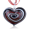 Dark Brown Flower  Pattern  Silver Drop Dichroic  Glass  Pendant