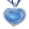 Blue And Golden Spiral Swirl Line Heart Dichroic  Glass   ... 