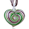 Red Golden And Green Spiral Swirl Heart Dichroic Glass Pendant