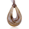 Golden And White Speckles Tan Droplet  Murano  Pendant