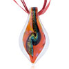 Glitter Green And Yellow Pattern Orange Leaf Dichroic Glass Pendant