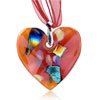  Turquoise  And Fire Orange Spots Red Heart Dichroic Glass  ... 