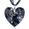 Blue Green And Golden Spots Black Heart Dichroic Glass Pendant
