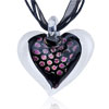 Glitter Pink Dots Black Heart Dichroic Glass Pendant