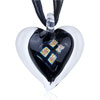Glitter Golden Spots Black Heart Dichroic Glass Pendant