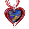  Red  Frame  Heart  Fused Dichroic  Glass  Pendant