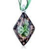 Green Flower Black  Diamond  Dichroic Glass Pendant