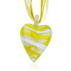 White And Yellow Spiral Line  Heart  Pendant