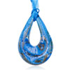 Blue White And Tan Droplet  Murano   Pendant 