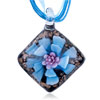 Blue Flower Square  Murano  Pendant