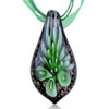 Green  Flower  Black Leaf Dichroic Glass  Pendant 