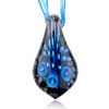 Blue Flower Black Leaf Dichroic Glass Pendant