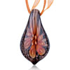Orange Flower Black Leaf Dichroic Glass Pendant