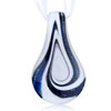 White And Dark Blue  Teardrop  Fused Dichroic Glass  Pendant 