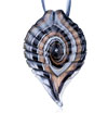 Gray Black And Golden Serrate Leaf Dichroic  Glass  Pendant