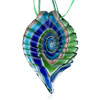 Green Blue And Golden Serrate Leaf Dichroic Glass Pendant