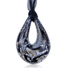 Golden And White Cloud Black Droplet  Murano  Pendant