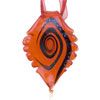 Black Swirl Orange Serrate Leaf Dichroic Glass Pendant