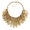 Fashion Vintage Golden Chain Jewelry Hollow Chunky Leaf Pendant Bubble Bib...