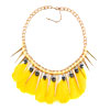 Fashion Retro Golden Chain Dangle Yellow Feathers Silver Skulls Pendant Bu...