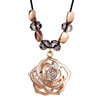 18K Gold Plated Diamond Accent Rose Flower Pearl Pendant Necklace 18"